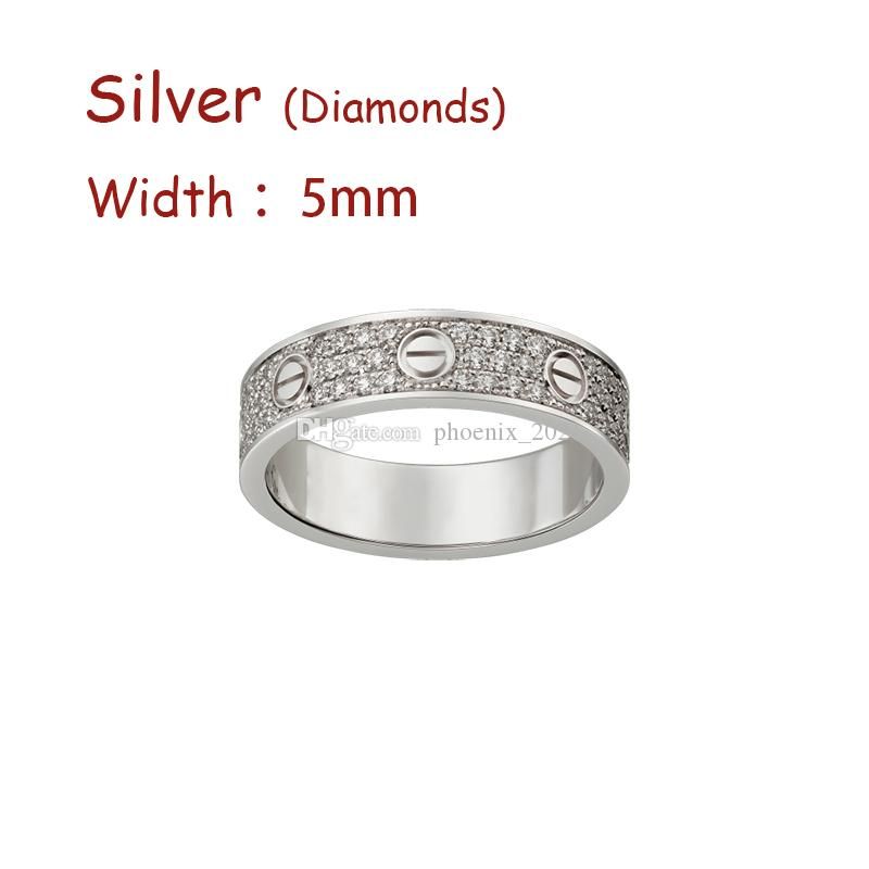 Gümüş (5mm) -diamonds aşk yüzüğü
