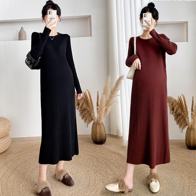 Compra Vestidos De Maternidad Mujeres Embarazadas Suéter Otoño E Invierno  Suelto Collar Redondo Cómodo Vestido De Punto Largo Ropa Formal Básica  Barato | Entrega Rápida Y Calidad | Es.Dhgate
