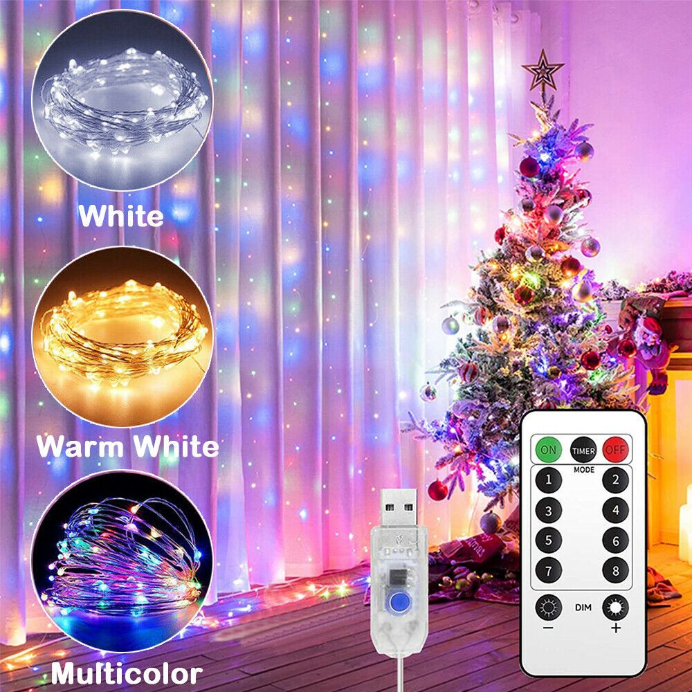 Luces Para Arboles De Navidad 100 Luces Multicolor Con 8 Modos Brillantes 