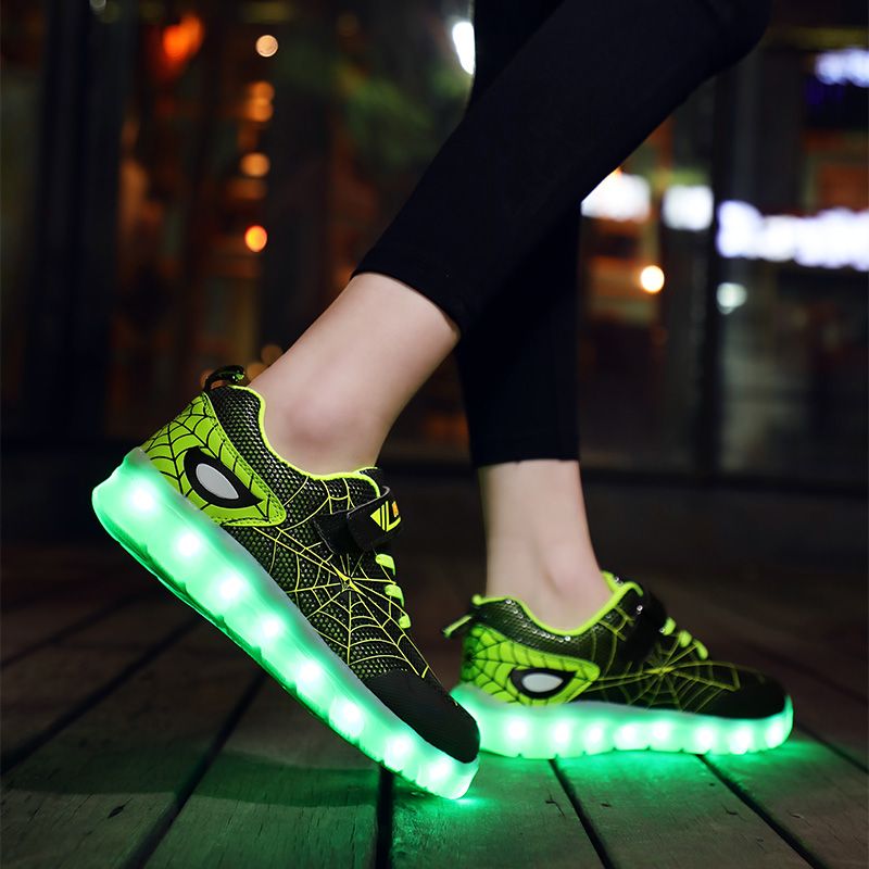 Composición Para un día de viaje dólar estadounidense Talla 36-37 Niños Zapatos casuales con luces CARGA USB Zapatillas luminosas para  niños Chicos brillantes