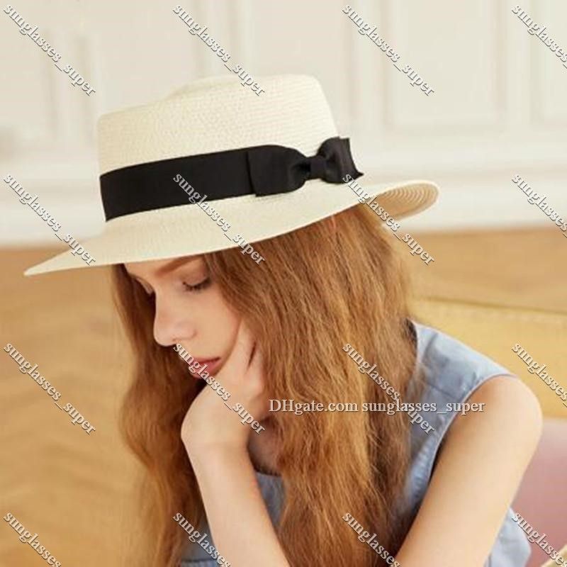 Sombrero de verano para sol playa damas plana brom bowknot dama casual