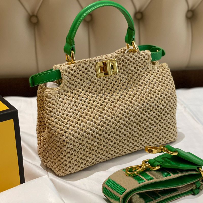 Compra Moda Lujoso Tejido Bolso De Mano Pequeña Bolsa De Asas Desmontable  Talla De Hombro Desmontable Cerradura De Rotación Clásica Perforada F  Billetera Letra Patrón Mango Verde Raffia Gexiongbag8 Barato | Entrega