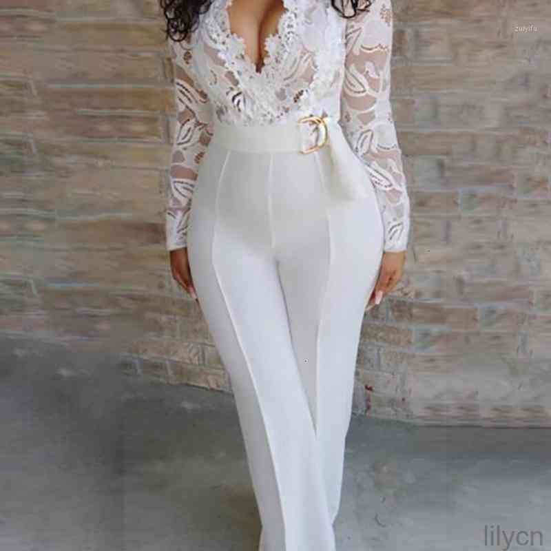 Compra Jumpsuits Traje De Salto Informal Para Mujeres 2021 Pantalón Largo  Pantalón Blanco Formal Elegante Mujer De Moda Más Tamaño Arco Global 1  Barato | Entrega Rápida Y Calidad | Es.Dhgate
