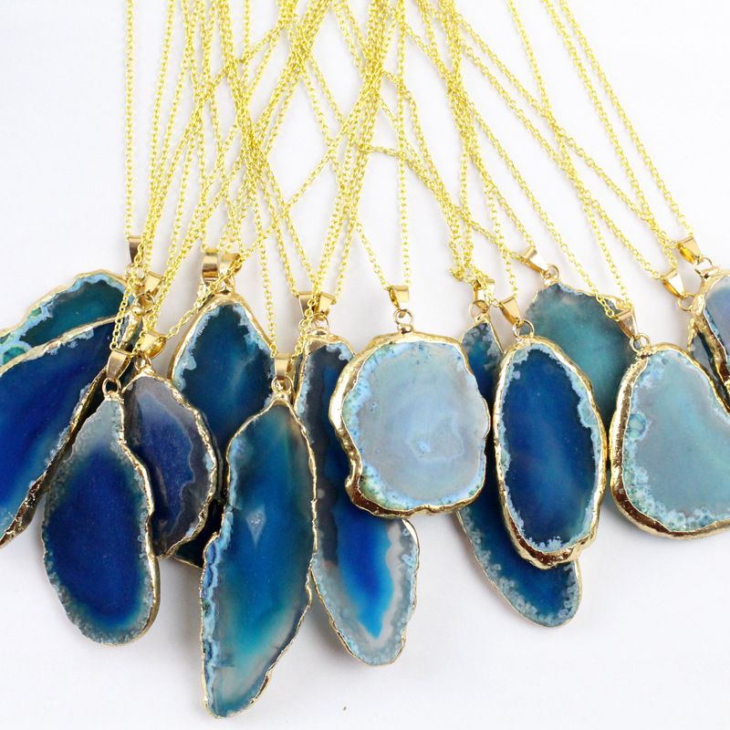 Blauwe agaat met ketting