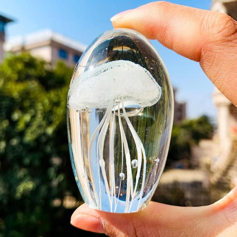 3D Crystal Jellyfish Ornament Blule Clear Paperweight Home Decor 3D Crystal Jellyfish Ornament Blule Clear Paperweight Home Decor