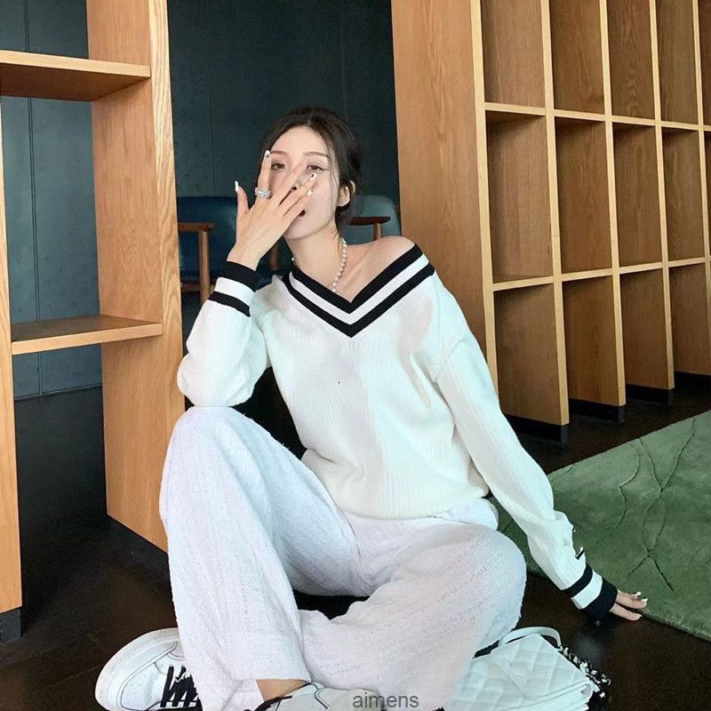 Compre 2021 Ropa Para Mujer Suéter Para Mujer Designer Suéteres Casual  Punto Contraste Color De Manga Larga Moda De Otoño Marca Top Damas Cuello A  28,79 € Del Aimens | Es.Dhgate.Com