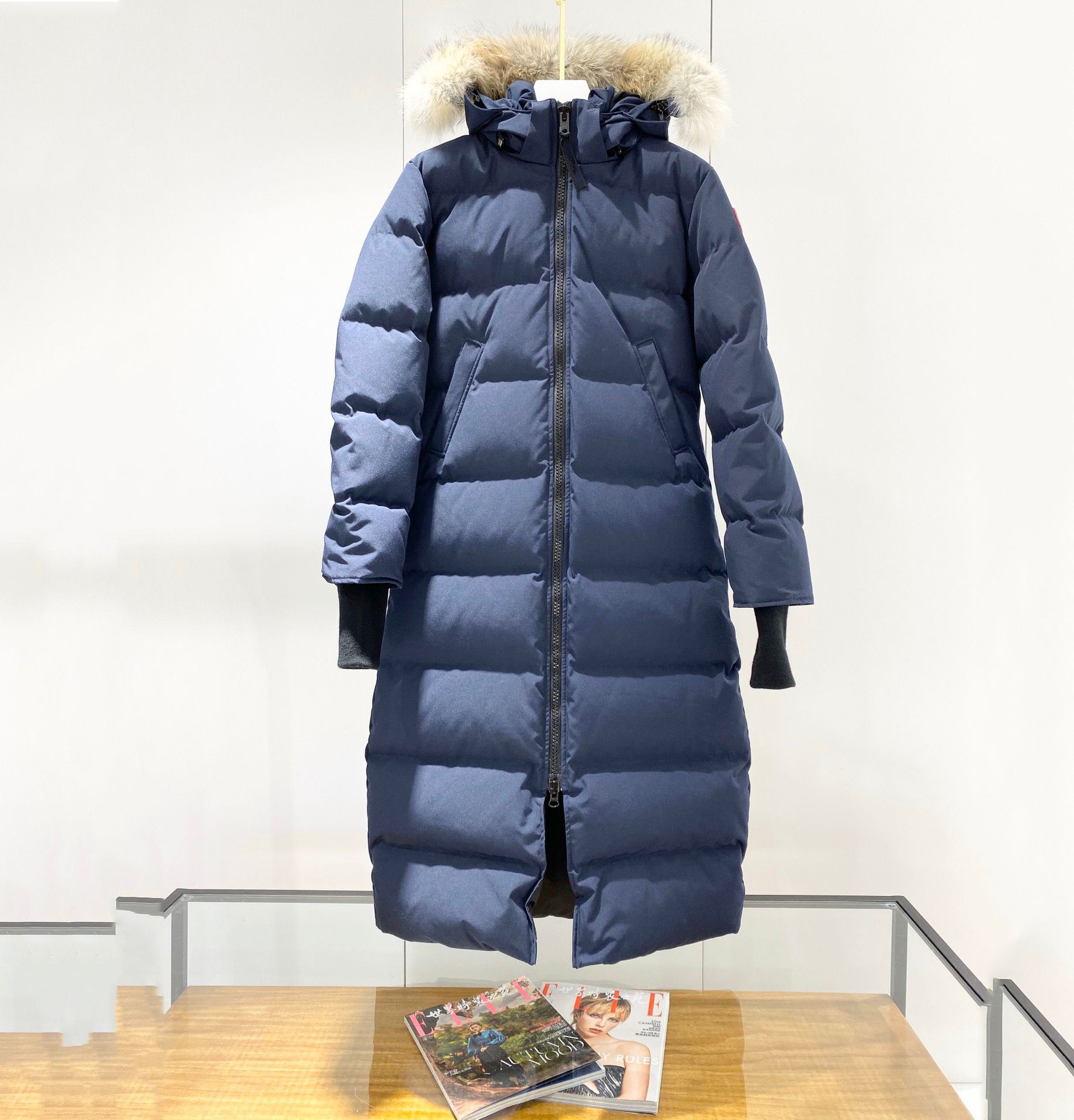 womens designer long puffer coat