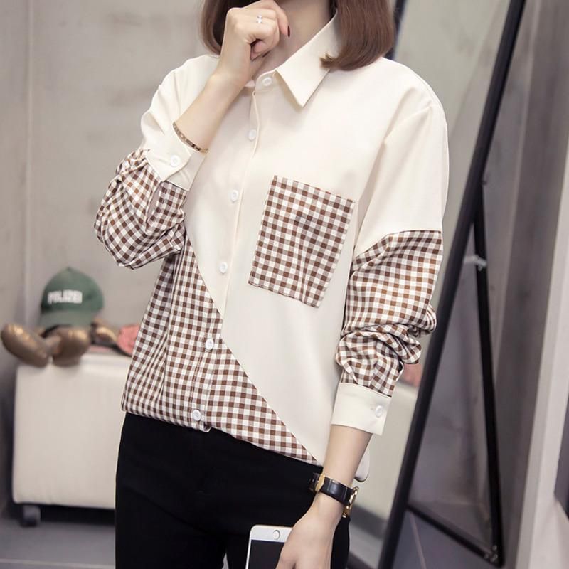 Comprar 2021 Camiseta De La Mujer De La Moda De Otoño Retro Suelto Profundo  Cuello En V Camisetas Patchwork Retro De Impresión Camisa De Manga Larga  Camisas De Las Señoras / Tops