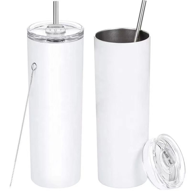 SubliCraft Sublimation 30 oz. Stainless Steel Sublimation Skinny Tumbler  with Straw - White