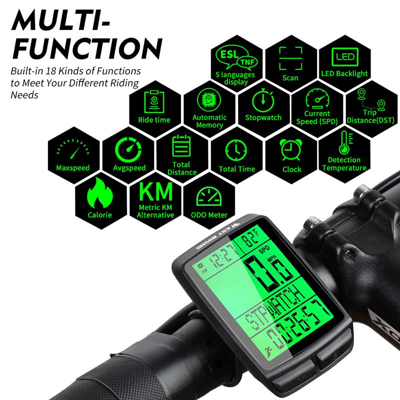 Inalámbrico impermeable odómetro velocímetro computadora de bicicleta Inalámbrico impermeable odómetro velocímetro computadora de bicicleta