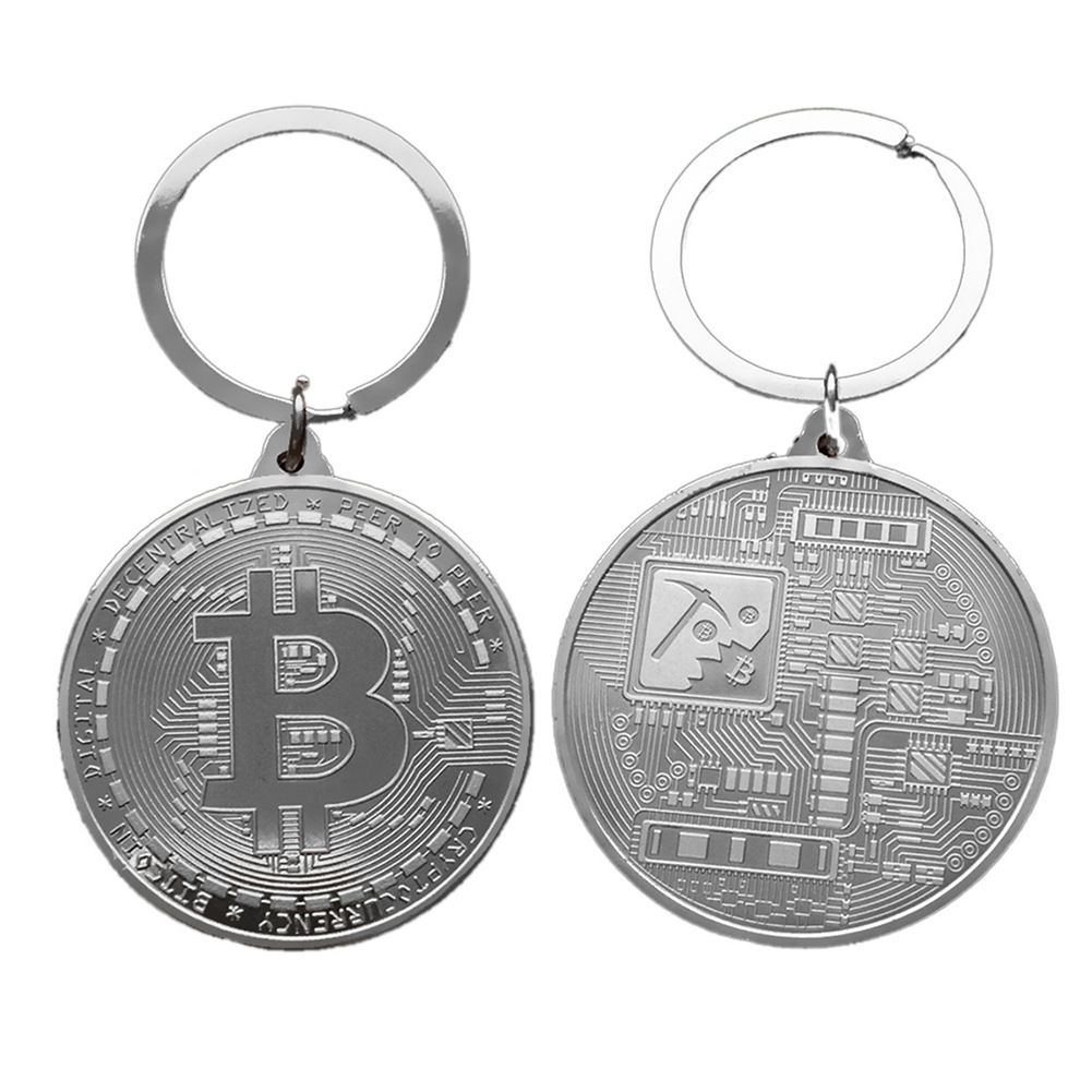 BTC keychain silver