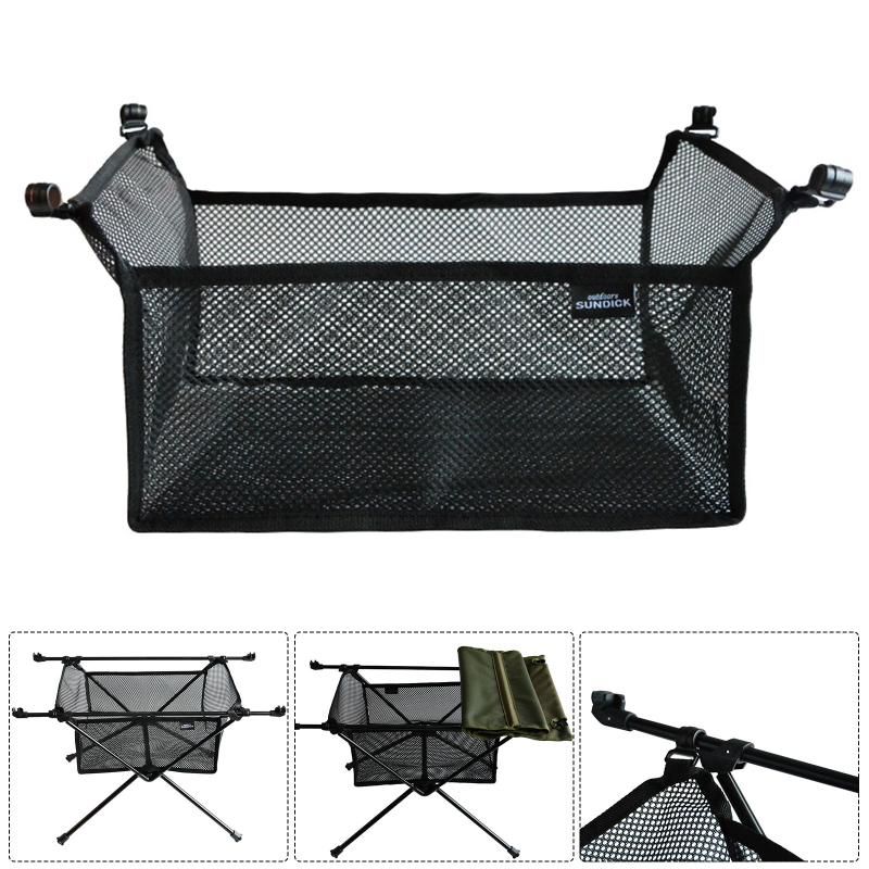 Hooks & Rails Outdoor Camping Folding Table Net Bag Picnic Barbecue Foldable Desk Holder Fishing Portable Lightweight Storage Shelf