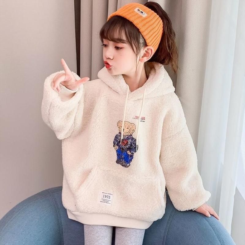 Sudaderas Sudaderas Niñas Outwear Outwear 2021 Retro Plus Velvet Espesar Invierno Otoño Top Algodón Pullover