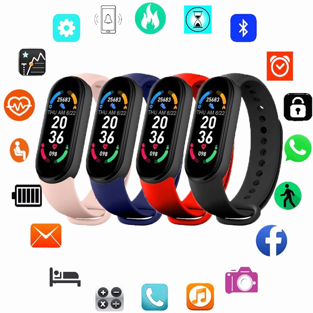 Suministro Al Por Mayor M6 Sport Smart Band Bracelet Watch Hombres Mujeres  Fitness Tracker Ritmo Cardíaco Bluetooth SmartWatch Para APLE HUAWEI XIAOMI  Android IOS PK 115 PLUS 116 D20 YS68 De Airpodssprosfactory,