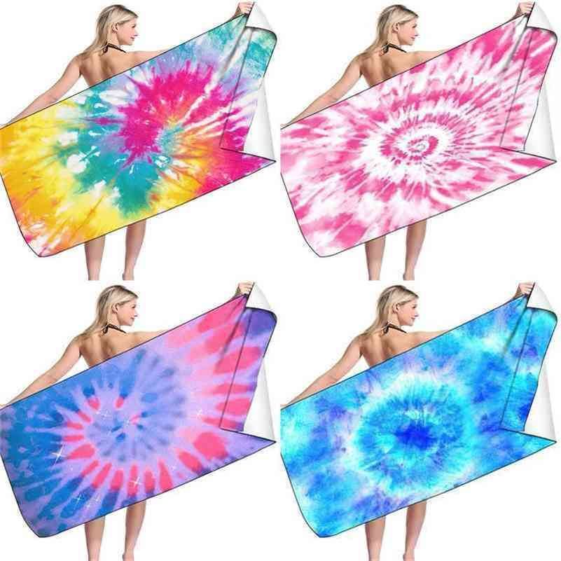 Rainbow Tie Dyed Beach Blanket Towel Baby Swaddle Wraps Double Side ...