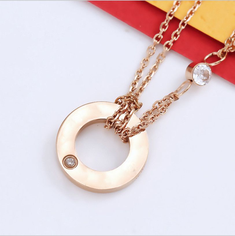 316L Stainless Steel Clavicle Chain Silver Gold Necklace Love Wedding Engaged bride Christmas gifts Charm Pendants Womens Necklaces Jewelry