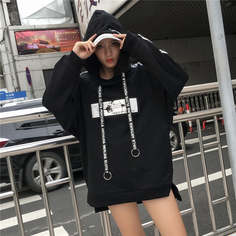 Sudaderas Con Capucha Negras Para Mujer Otoño De Manga Larga De Manga Larga Con Capucha Top Harajuku Impresión De Gran Tamaño De Gran Tamaño Hiphop Streetwear Rojo De € | DHgate