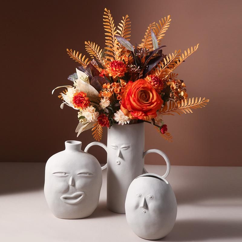 FAKEME Face Flower Vase Ceramic Decoration Modern Human Face Design Ceramic Bud Vase White Glaze Tall Posy Bouquet Centerpiece for Indoor Home Office Decoration Gifts FAKEME Face Flower Vase Ceramic Decoration Modern Human Face Design Ceramic Bud Vase White Glaze Tall Posy Bouquet Centerpiece for Indoor Home Office Decoration Gifts