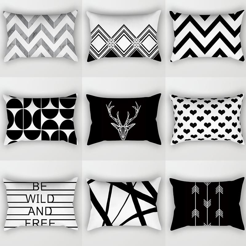 BL_ Black And White Geometry Pillow Case Sofa Car Throw Cushion Cover Decor Intr