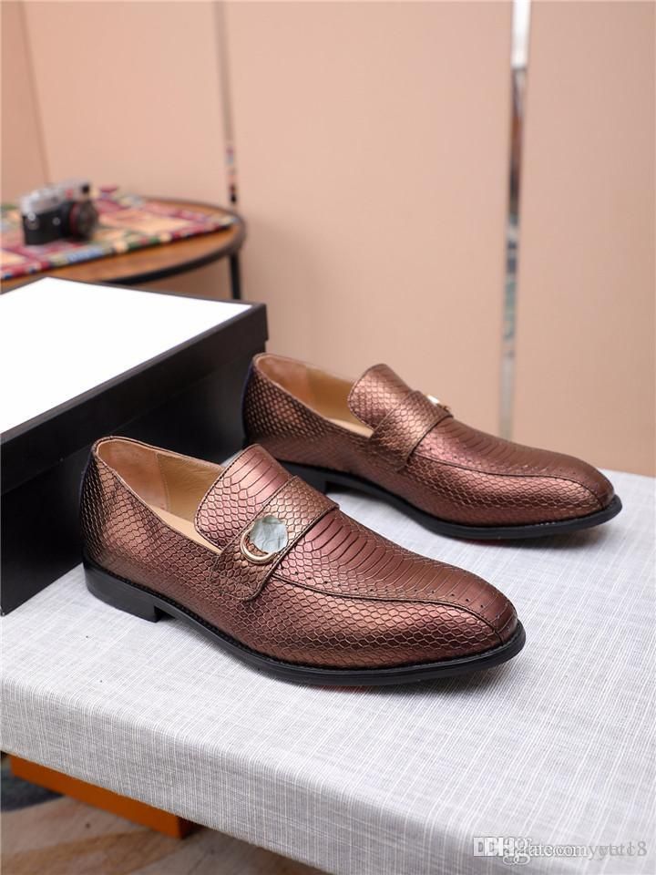 Brand Mens Formal Shoes Genuine Leather Coiffeur Brown Dress