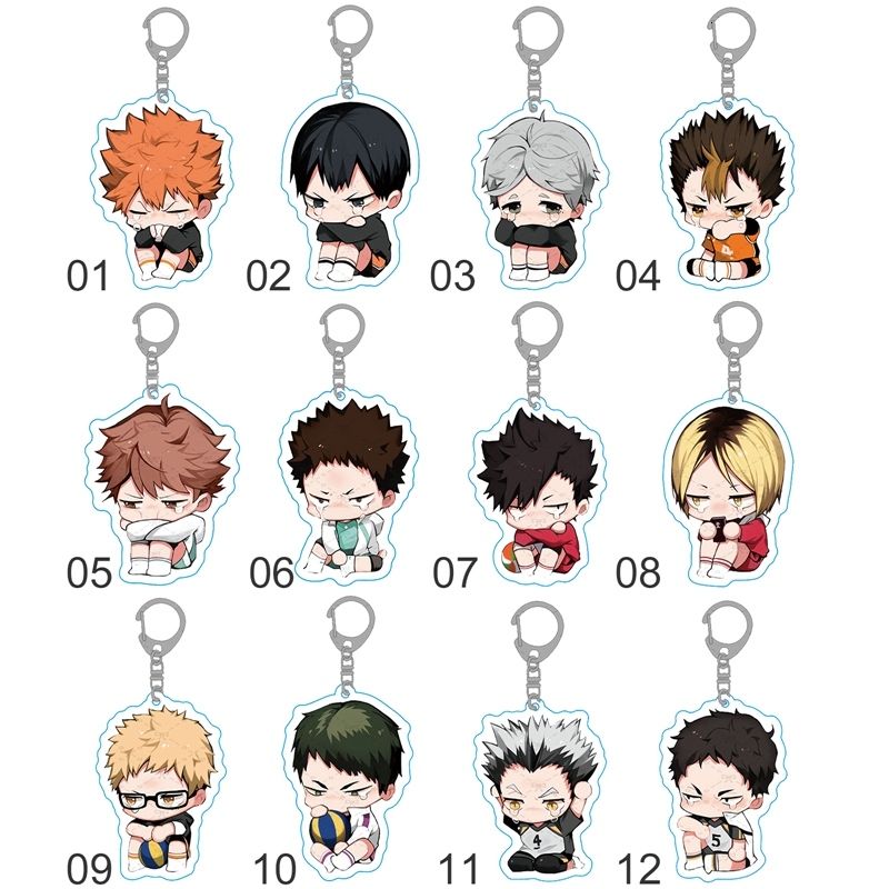 Keychain High Quality Haikyuu! Anime Volleyball Young Japan Acryl Rubber  Cute Cartoon Funny Crying Face Hanger