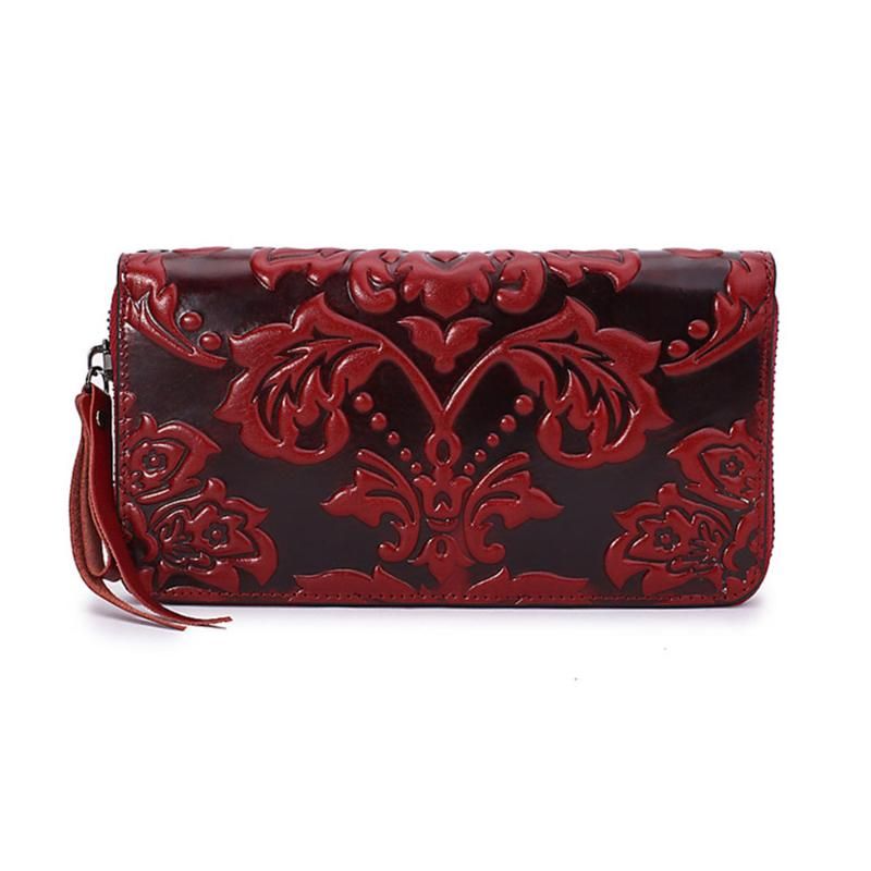 Genuine Leather Girl Zipper Flower Wallets Clutch Coin Phone for Women Genuine Leather Girl Zipper Flower Wallets Clutch Coin Phone for Women