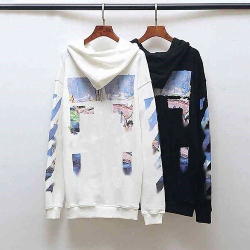 Compra Sudaderas Marcas Sudaderas Con Capucha De Pintura Al Óleo Flecha  Marca De Impresión Suéter Con Capucha OW Tamaño Europeo Hombres Sueltos  Mujeres Pareja Terry Blanco Negro Barato | Entrega Rápida Y