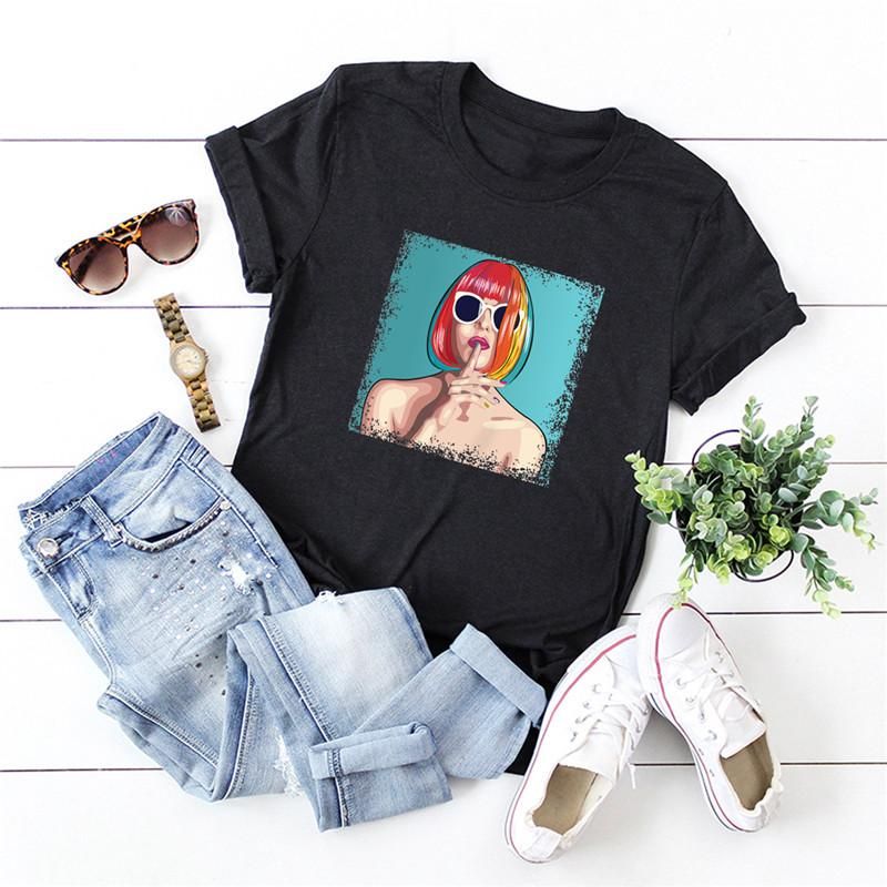 Fashion Shirt Women Printed Top Tees Cotton O Neck T Shirt Plus Size Fashion Shirt Women Printed Top Tees Cotton O Neck T Shirt Plus Size