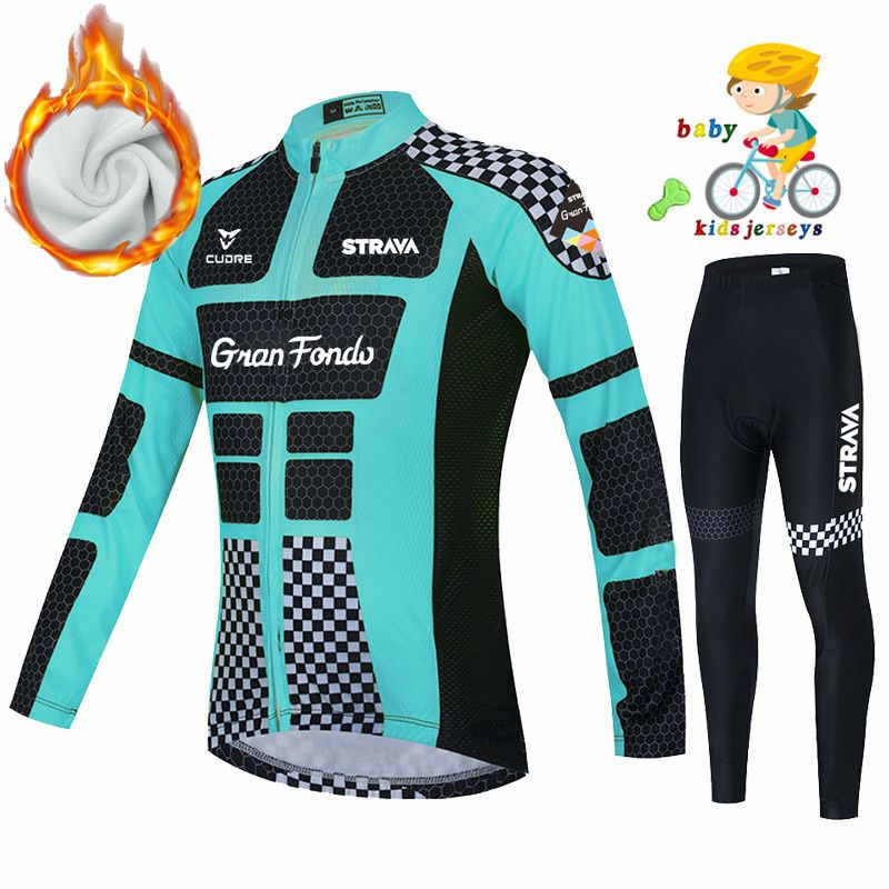 Kit de ciclismo Niños 2020 de manga larga de invierno Termal Fleece Road Bike Ropa