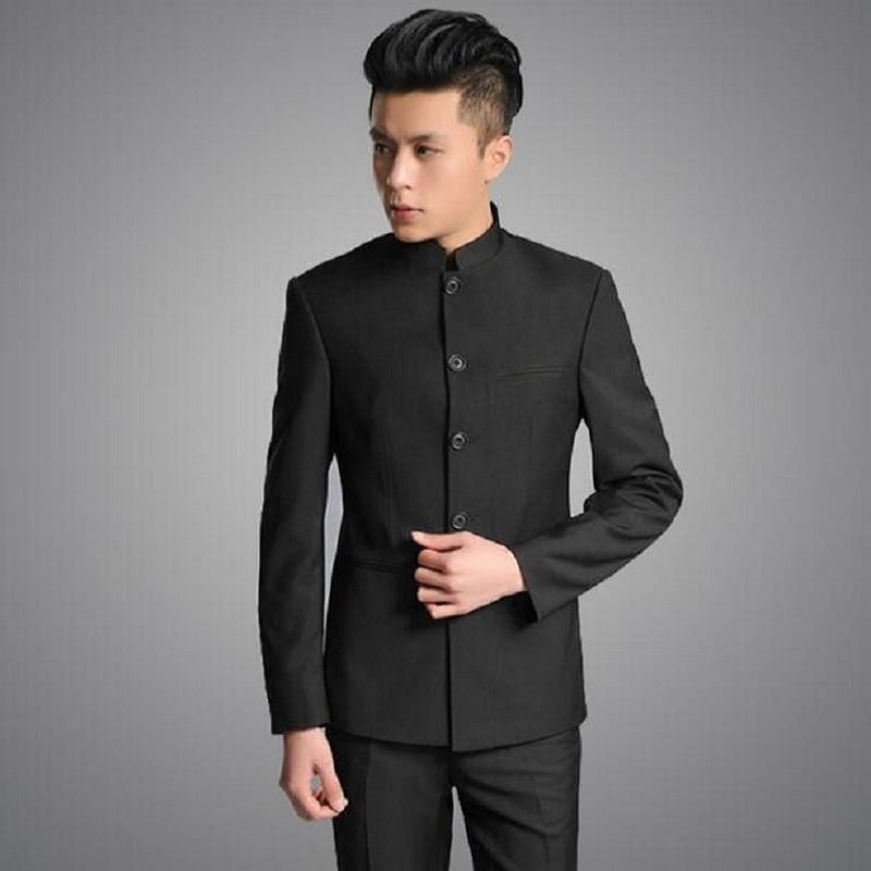 Stand Collar Chinese Tunic Suit Men Set 