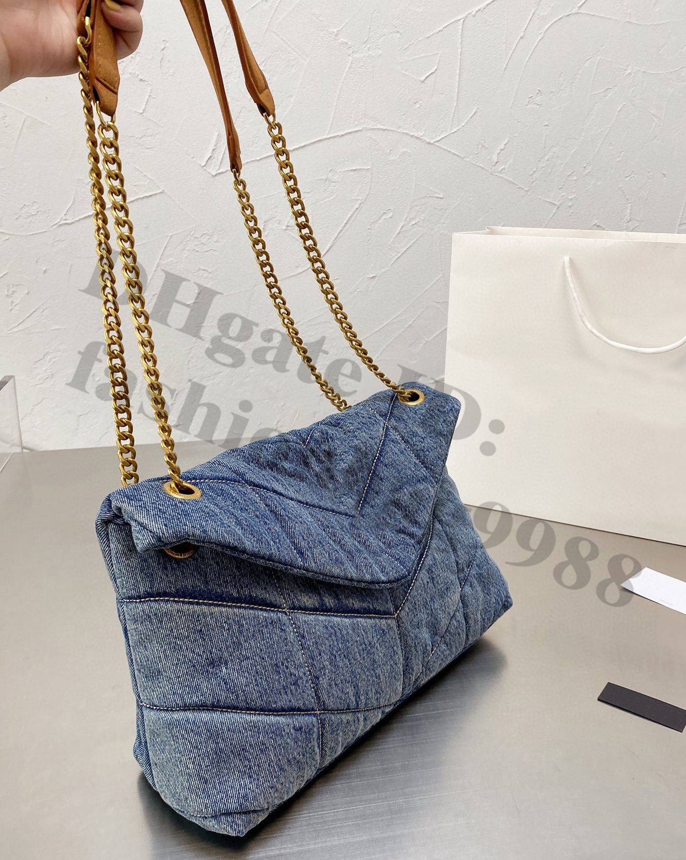 Givenchy Bag Small Moon Cut Out in Washed Denim with Chain Medium