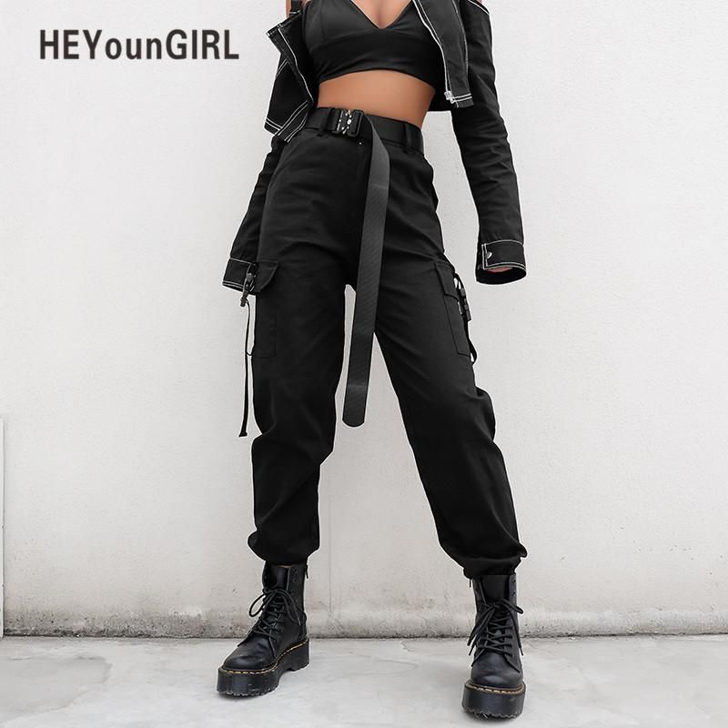 Compre Pantalones Para Mujer Capris Heyoungirl Streetwear Cargo Mujeres  Casual Joggers Negro Alto Cintura Suelta Pantalones Pantalones Coreanos  Estilo Coreano Capri A 48,34 € Del Kaoya | Es.Dhgate.Com
