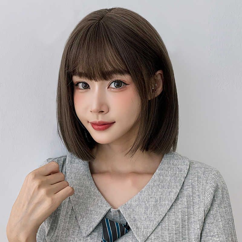 Wig Short Korean Cute Cartoon Bangs Round Face Girl Clavicle Hair Set Bobo Head Wig Short Korean Cute Cartoon Bangs Round Face Girl Clavicle Hair Set Bobo Head