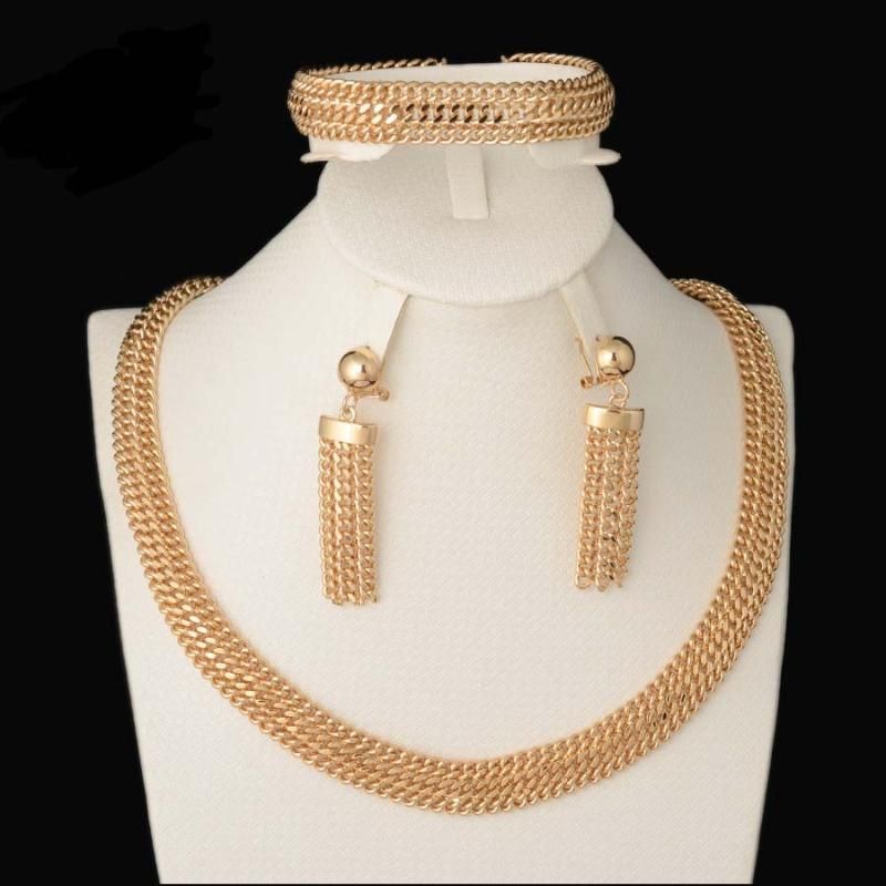 Earrings & Necklace Fashion High Quality Jewelry Set Italy 750 Gold Bracelets 3color Wedding Party