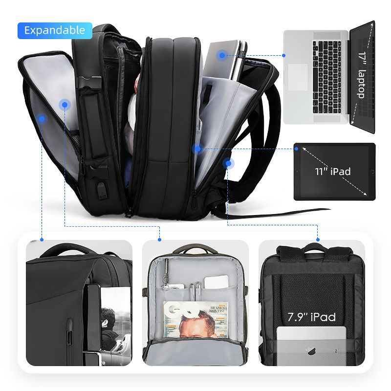 2023 Nova Moda Profissional Expansível USB Bolsa Impermeável Bolsa de Jogos  Masculina Mochila Antirroubo Laptop