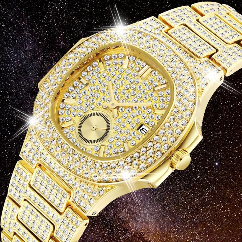 Koop Horloges Heren Horloges 2021 Luxe Designer Volledige Diamond Watch  Voor Quartz Polshorloge Hip Hop Iced Out Out Mens Gold Male Clock Goedkoop  | Snelle Levering En Kwaliteit | Nl.Dhgate
