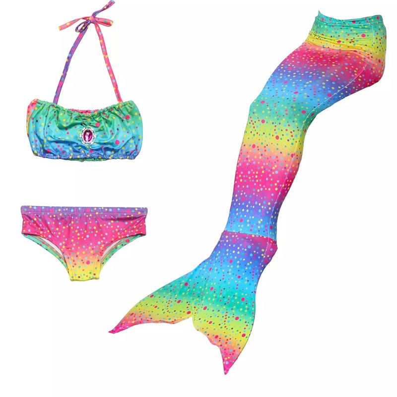 DAXIANG 3 pezzi Costume da bagno Principessa Stecca da Sirena Mermaid Bikini Costume da bambina 