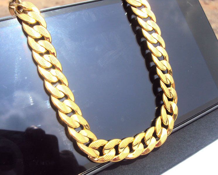 Sand Cuban Link Chain Necklace 60CM 