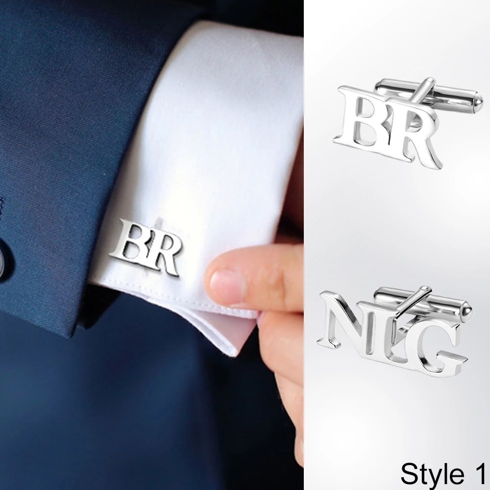 Camisa para hombre personalizada Nombre Gemelos grabados iniciales Regalos de boda Gemelos Hombres Joyería