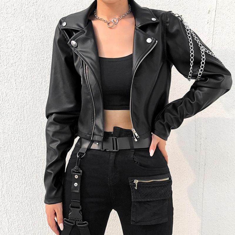 ropa d Chaqueta de piel sintética para mujer abrigo Punk a la moda ropa d Chaqueta de piel sintética para mujer abrigo Punk a la moda