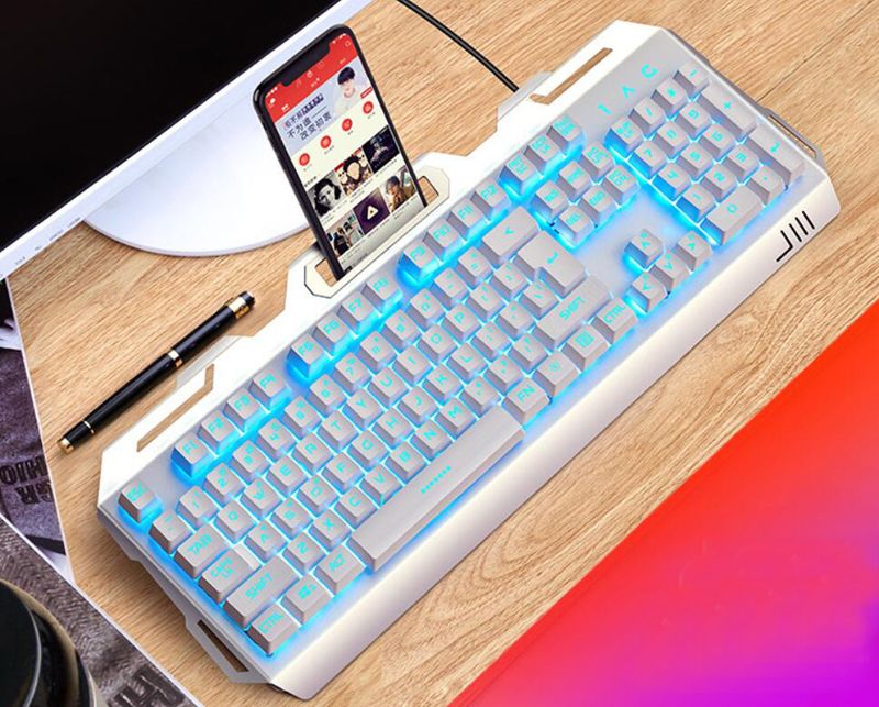 Clavier blanc bleu