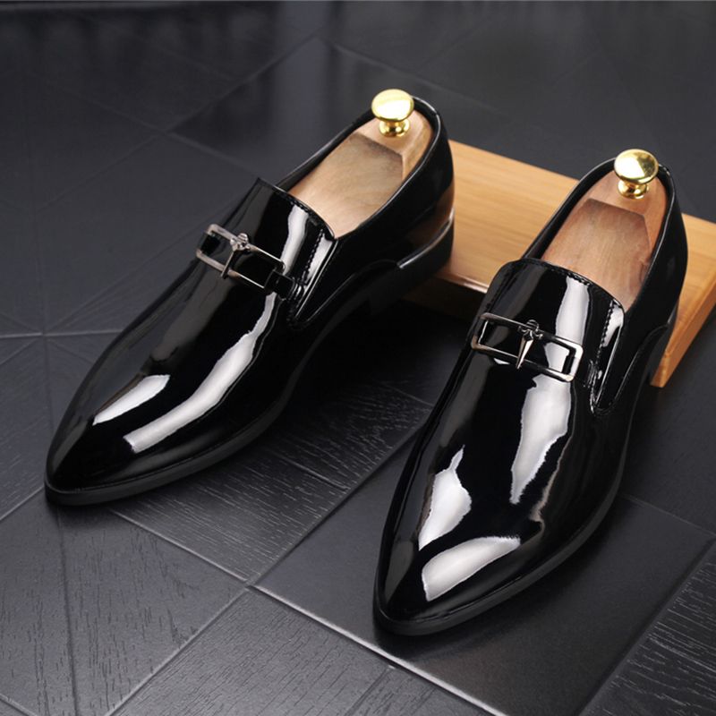 Men Brand Designer Shine Pointed Metal 