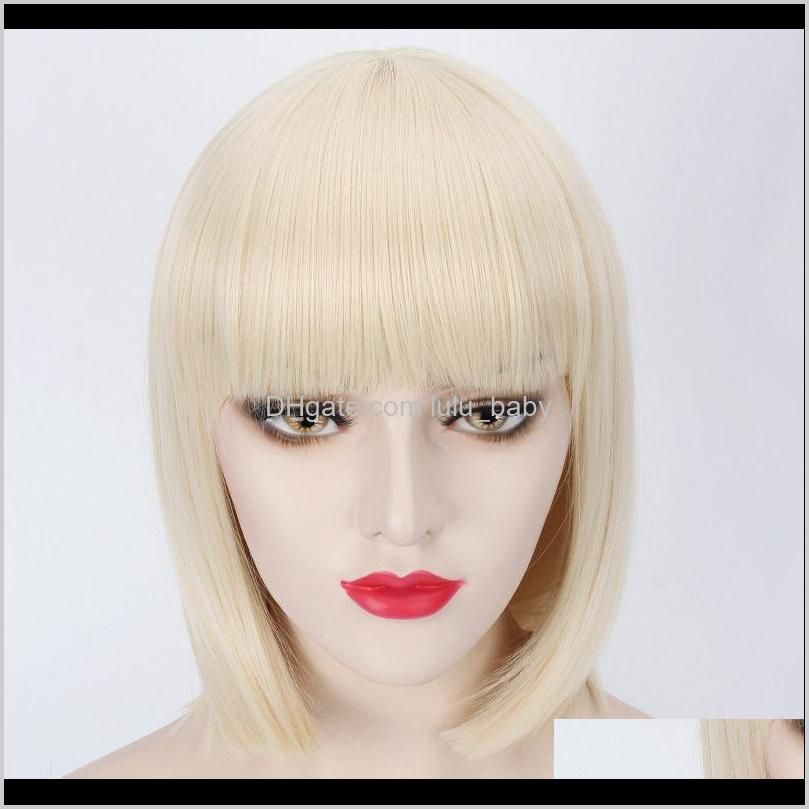 Zf Fashion 30Cm S Bob Bang Black Gray Synthetic Hair For Women