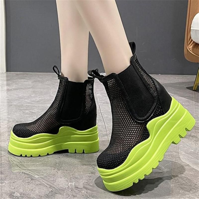 Women's Ankle Boots Platform Wedge High Heel Punk Goth Creepers Casual 2 Colors