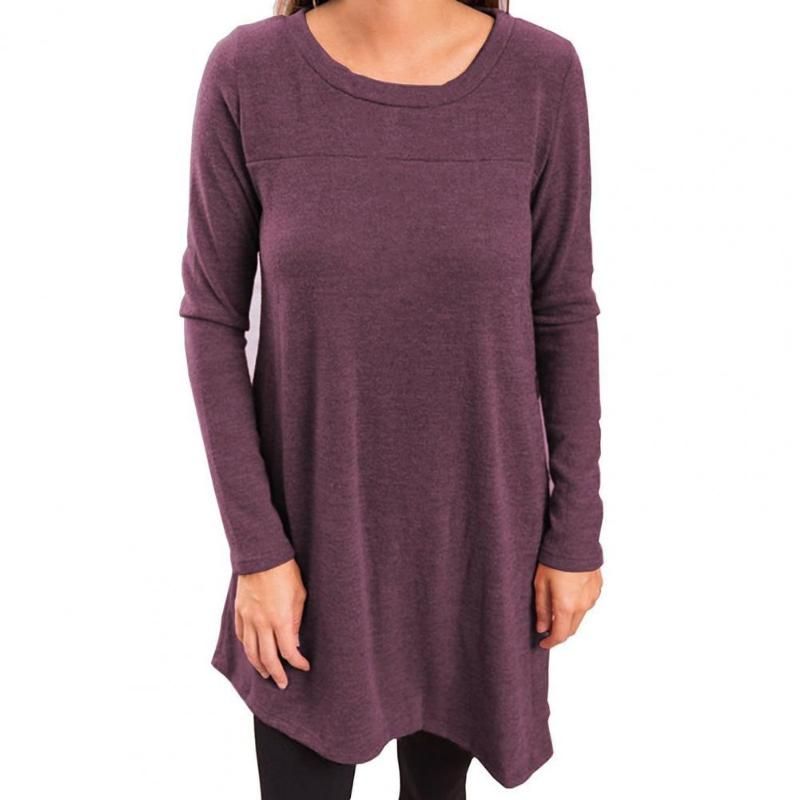 Mujeres de manga larga de manga larga suéter suelto o-cuello jersey suéter tops sólidos y Café Mujeres de manga larga de manga larga suéter suelto o-cuello jersey suéter tops sólidos y Café