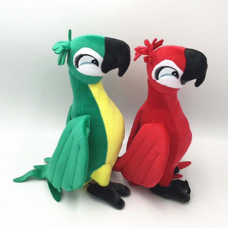 2PCS BLU & JEWEL 30cm Rio Plush Toy Parrot Bird Stuffed Animal Doll for Kid Gift 