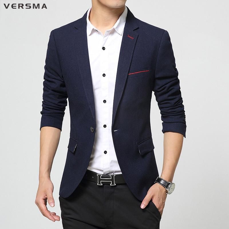 Ropa de estilo coreano para hombre elegante blazer traje chaqueta fiesta de ropa ajustada azul