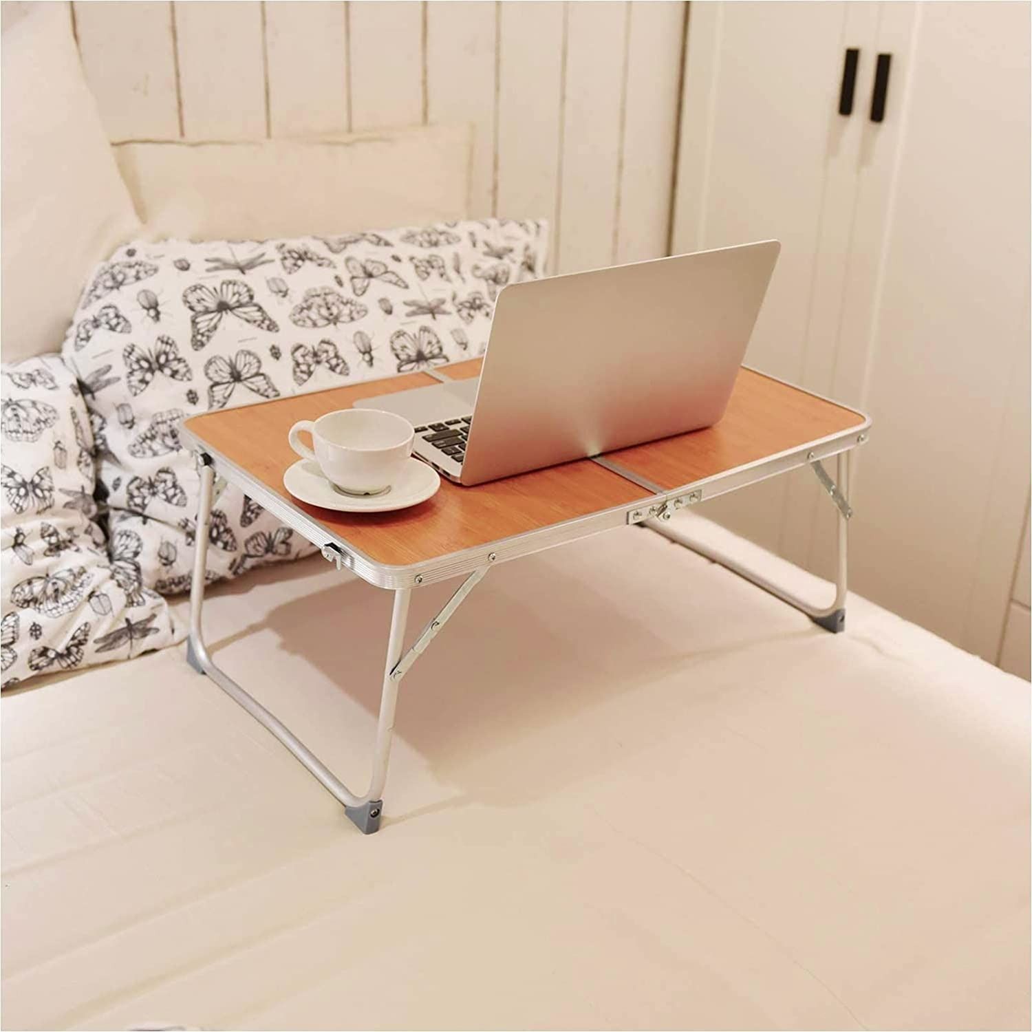 Breakfast In Bed Tray Table , Lap Desk, Foldable Laptop Table,Laptop Stand  For Sofa, Bed Trays For Eating And Laptops, Small Picnic Tables Portable  Bamboo Wood Grain From Promic, $36.46