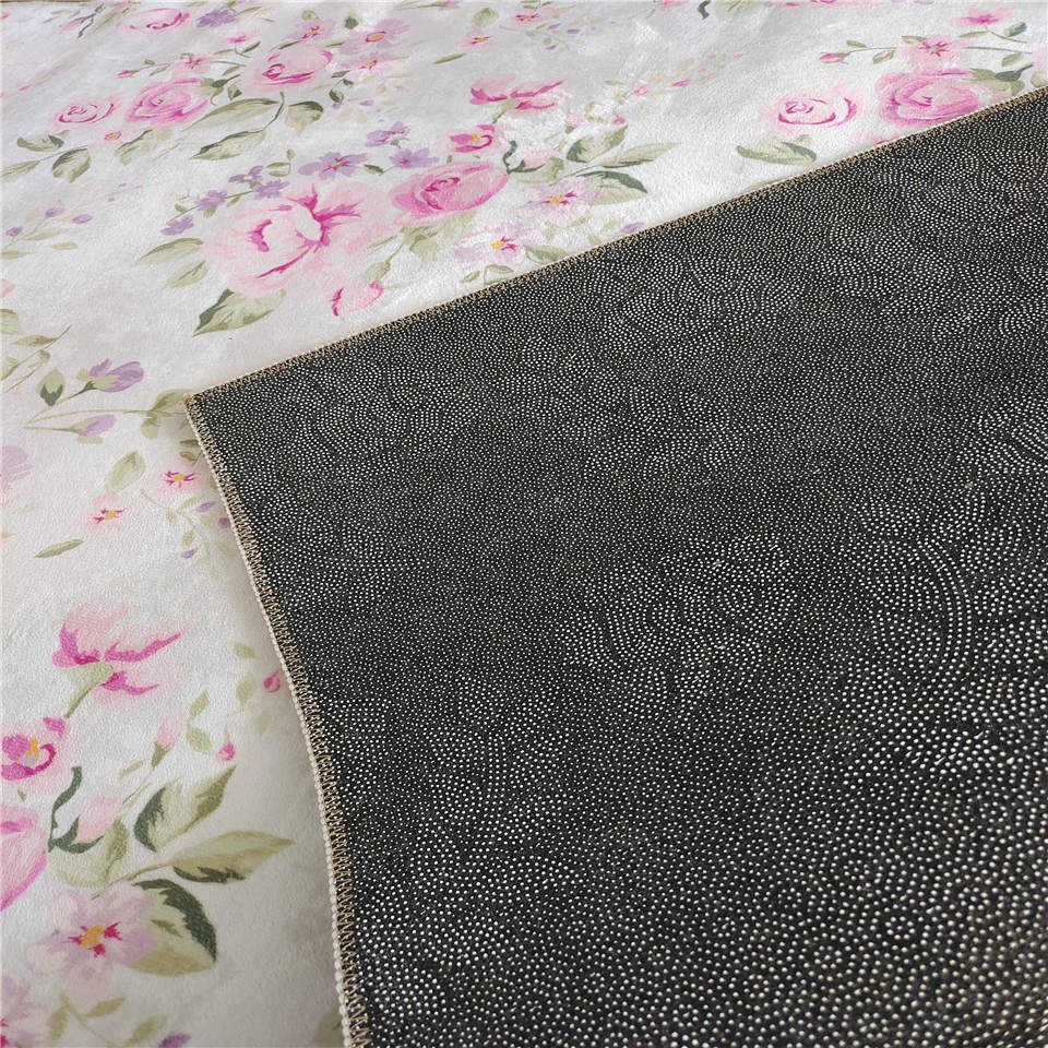 Nordic Fresh Pink Rose Pattern White Rug  Mat Antislip Carpet Bathroom Mat Decor