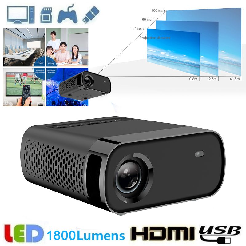 FOQUCY GX 100 HD 1080P Mini Projecteur Multifonction Multifonction Media Player